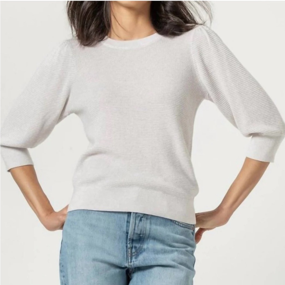 Puff Sleeve Pullover Sweater In Light Blue